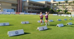 اللاعبات المشاركات في نهائي كأس العالم للخماسي الحديث بالإسكندرية 